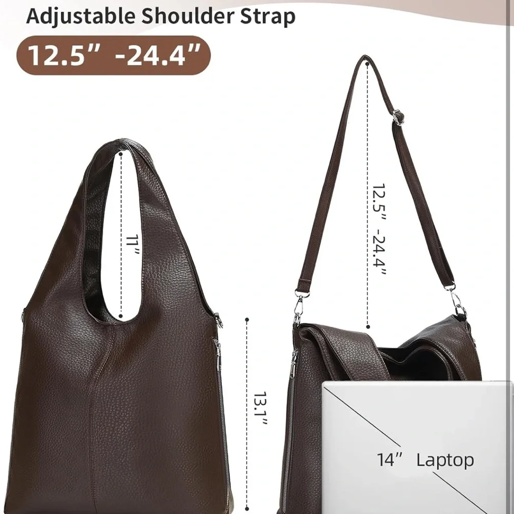 Retro Elegant Brown large slouchy hobo Tote Bag women’s purse nwt new